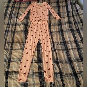 SHEIN kids size 11/12 Valentine’s Day heart snug fitted pajama set